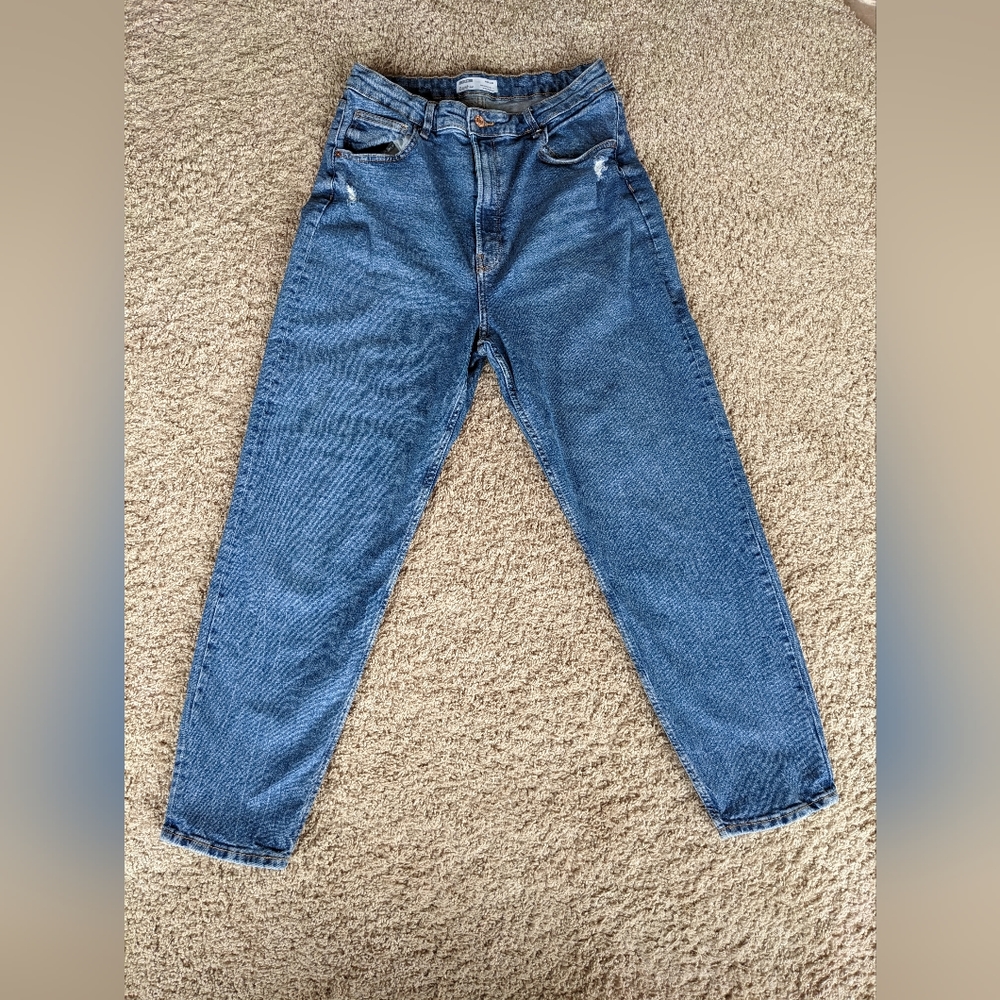 Bershka Tall comfort fit mom jeans in mid blue size US 10